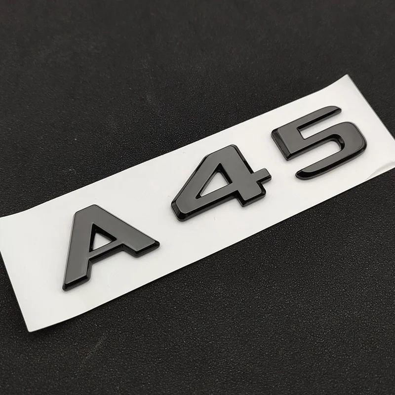 3d ABS Chrome Black A45 S Logo A45S Emblem Sticker Trunk Car Letters Turbo 4matic Badge For A45S AMG W177 Accessories