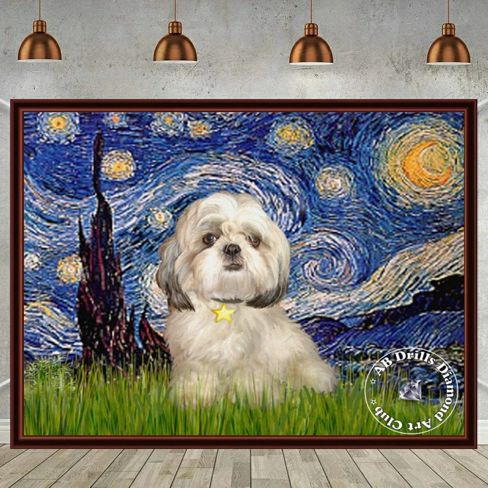 5D Diamond Painting Kit - Cute Shih Tzu Dog Full Drill Rhinestone Art 30x40cm For Adults