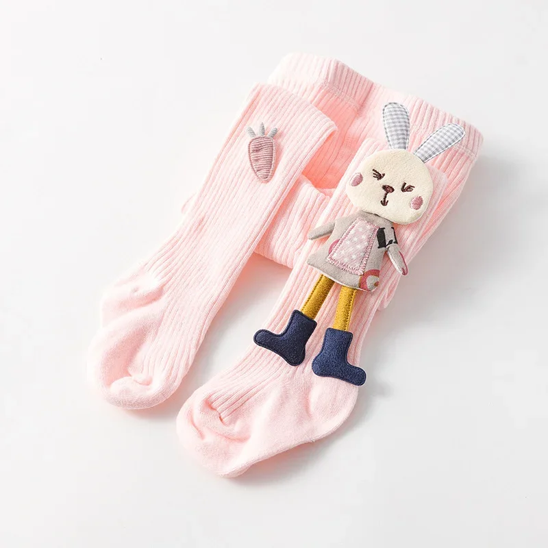 Kids pantyhose knitted tights for girls solid children's cartoon rabbit cotton soft autumn winter 1-7T trousers