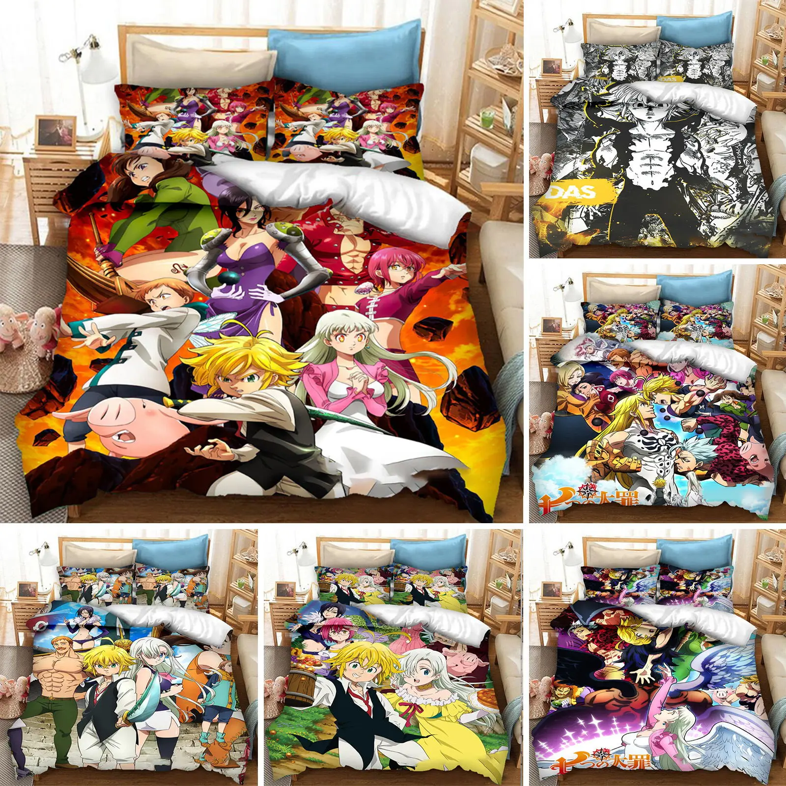 

Anime The Seven Deadly Sins Duvet Cover 3D Printed Bedding Set Pillowcase Double Twin Full Queen King Adult Kids Quilt Cover