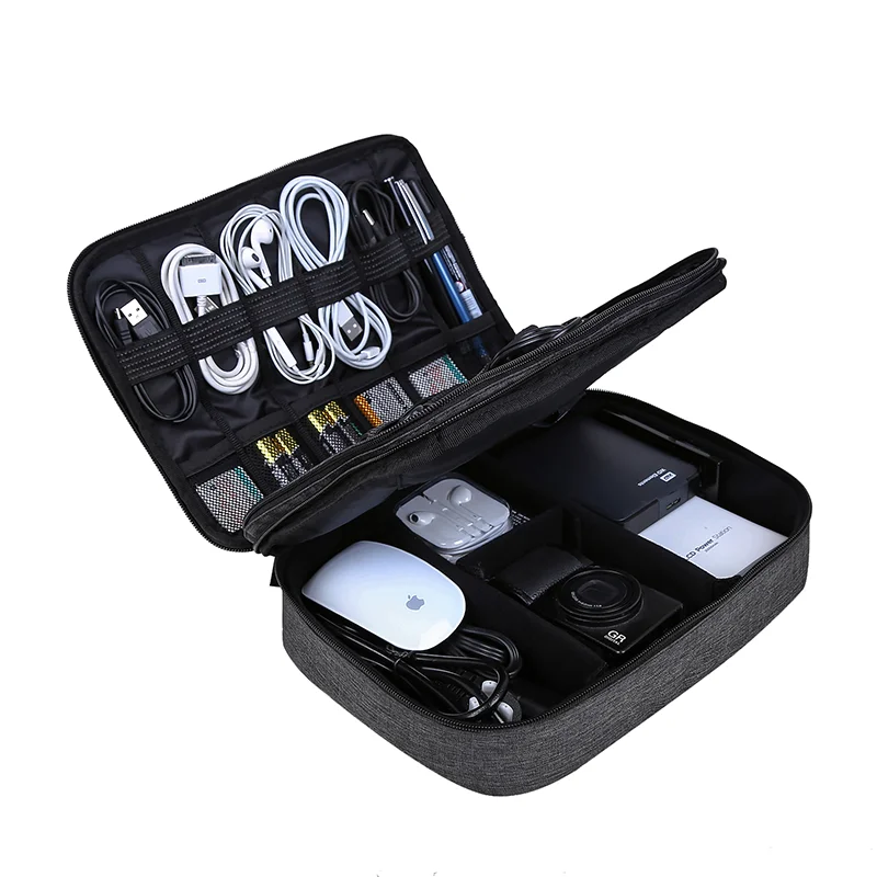 Bagsmart Dupla Camada Cabo Bolsa Acessórios Organizador Bolsa de Eletrônica Viagem Grande Organizador Eletrônico para Cabos Adaptador - Imagem 2