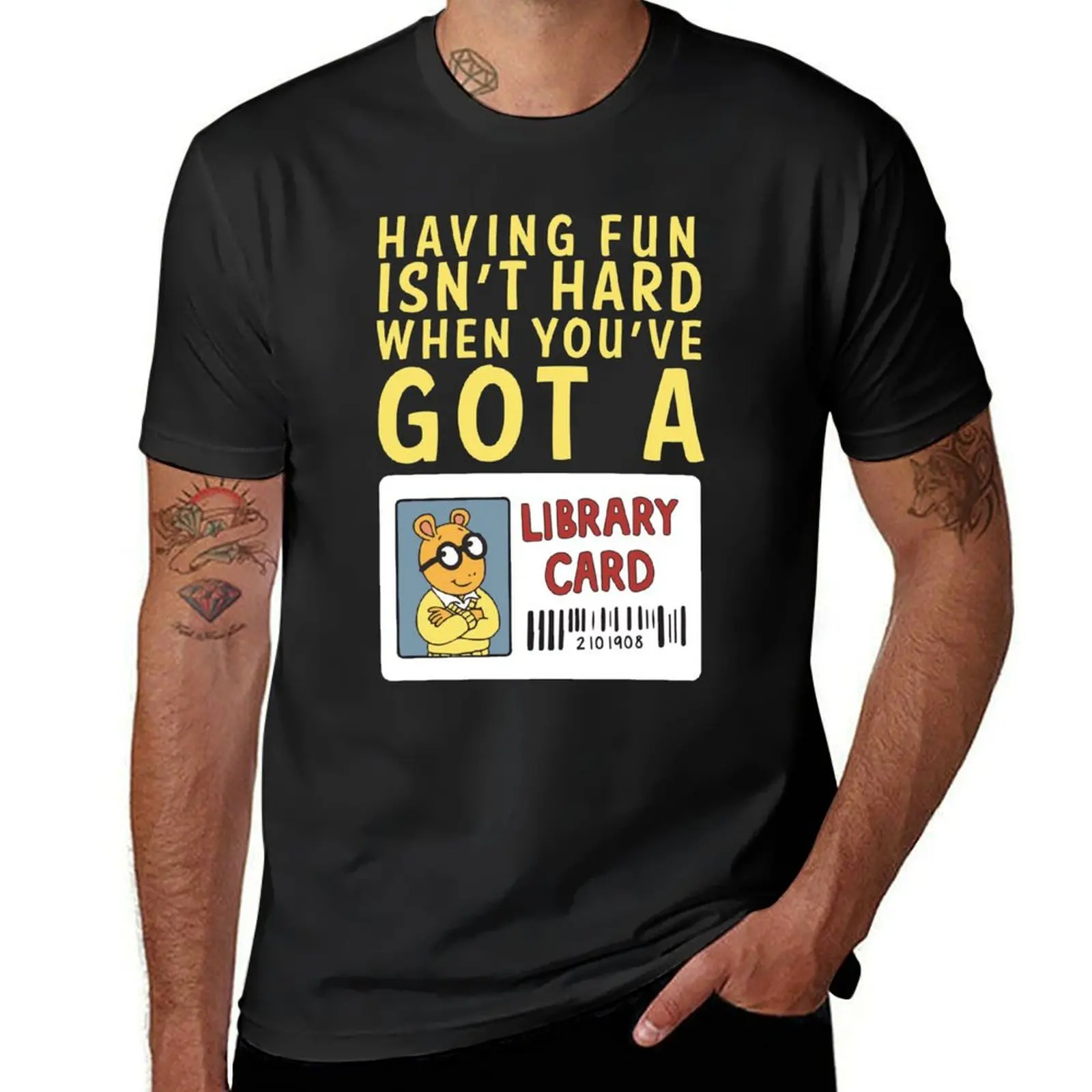 

Arthur Library Card T-Shirt oversized sweat graphics T-shirts for men cotton