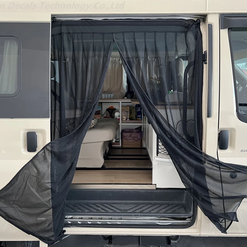 

Black Sliding Magnetic Insect Mosquito Door Screen Fit For Vans Bus Camper Polyester Fabric