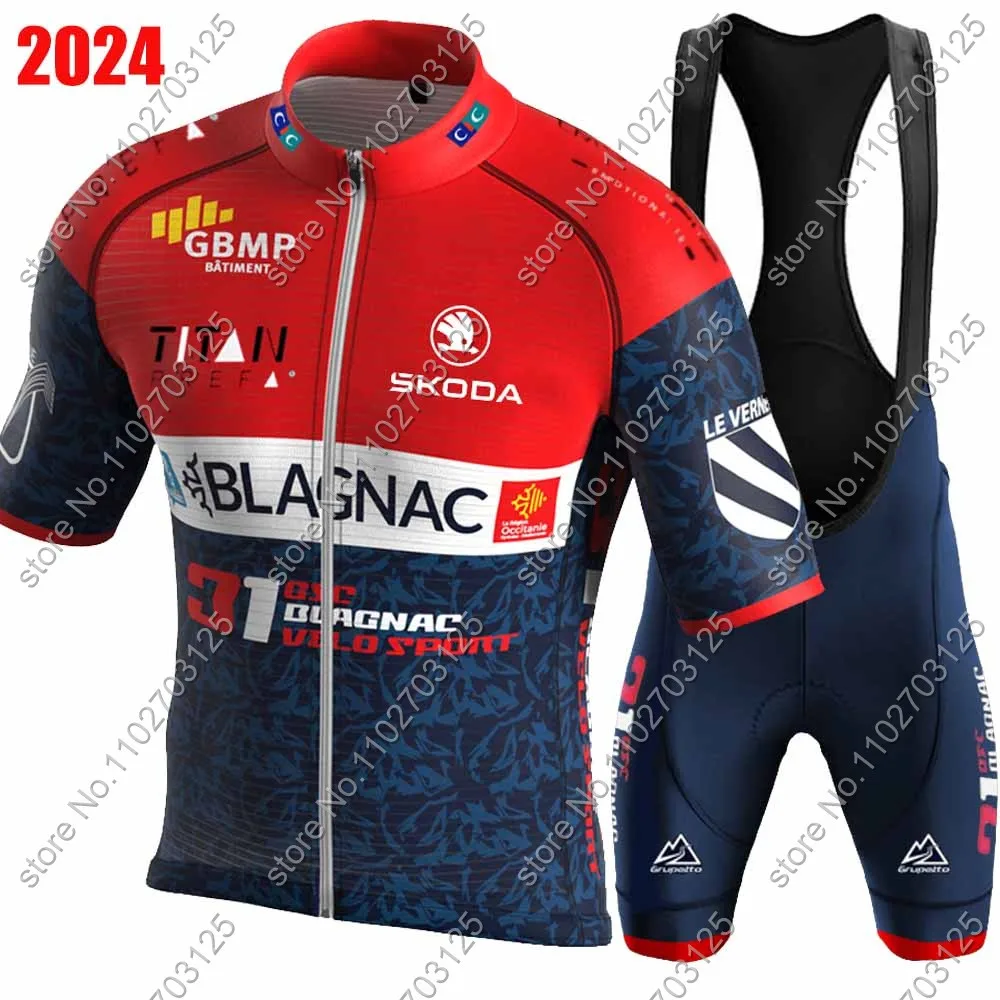Blagnac Cycling Team 2024 Gsc Velo Abbigliamento Da Ciclismo Jersey Set Summer Mens Ciclismo Manica Corta Road Race Bike Camicie Suit Mtb