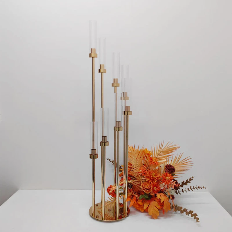 Metal Candle Holders Candlestick Round Base Wedding Table Centerpiece Candelabra Pillar Stand Road Lead Party Decoration