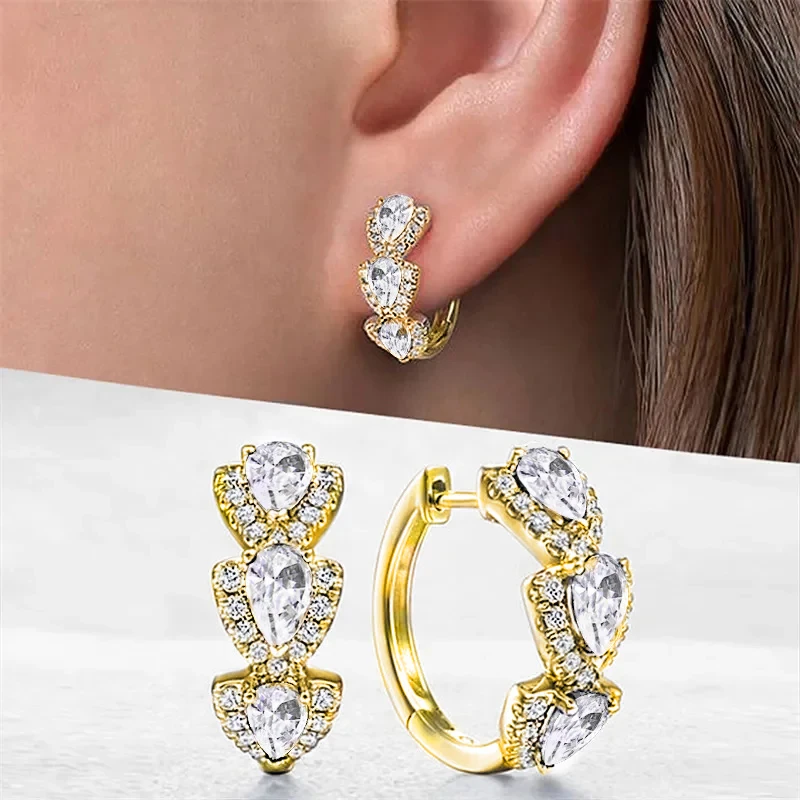 Boucles d'oreilles tendance serties de saphires/rubis/émeraudes synthétiques 5