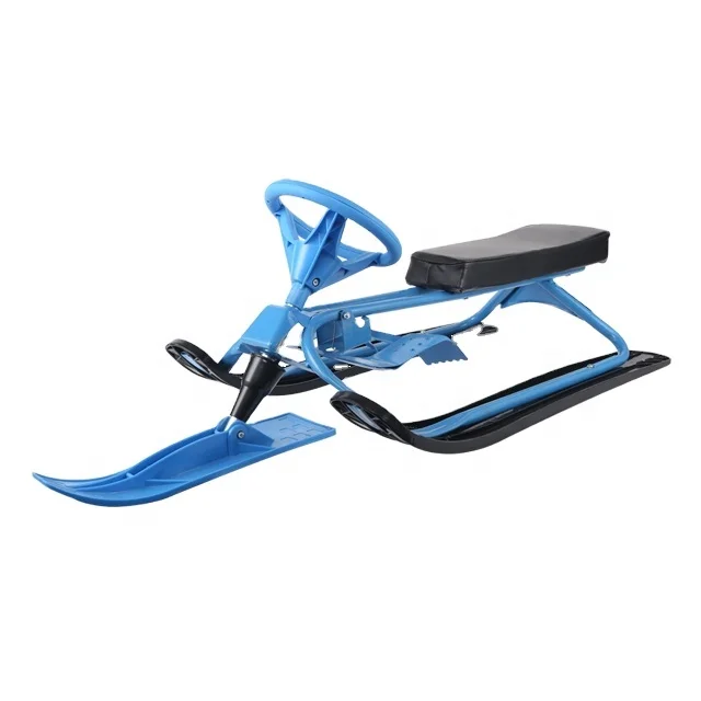 Outdoor Winter Junior Metal Snow Sledge Scooter With Steering Wheel