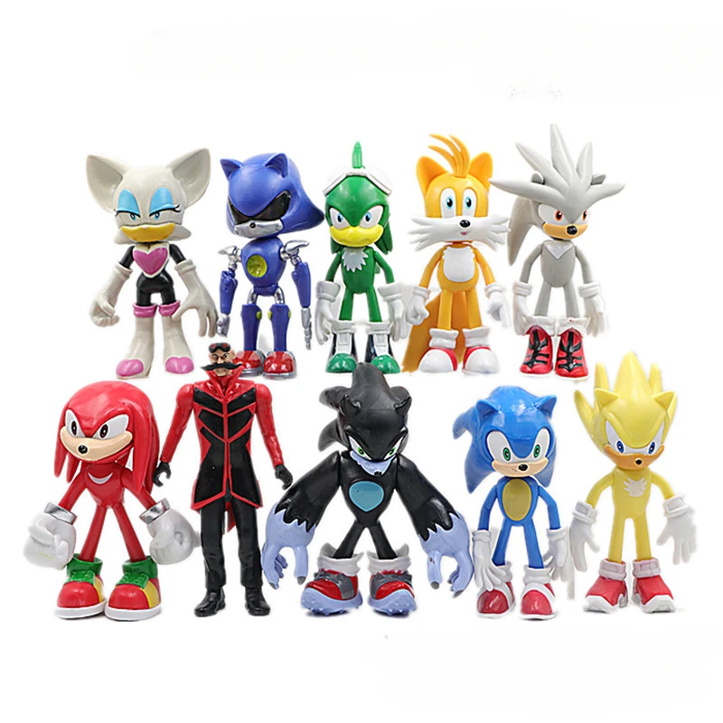 12-15Cm 10 Pezzi Set Vendita Code Soniche Eranhog Action Figures Blue Shadow Doll Cartoon Figurine Bambole Da Collezione Bambini Hedgehog Toy
