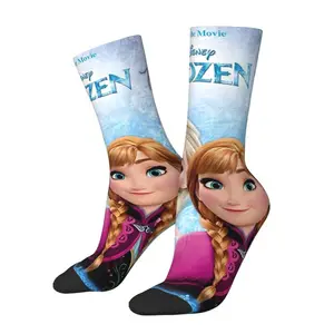 Novelty Men's Frozen Princess Elsa Anna Dress Socks Unisex Warm Comfortable 3D Printed Animated Movie Crew Socks