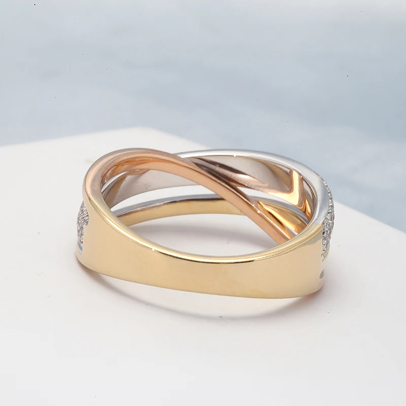 2025 Neuheiten New Fashion Solid 3 Farbe Gold Lab Grown Diamond HPHT CVD Frauen Ring Geschenk Klassische Liebe Hochzeit Engagement Weibliche Finger_voghion.com
