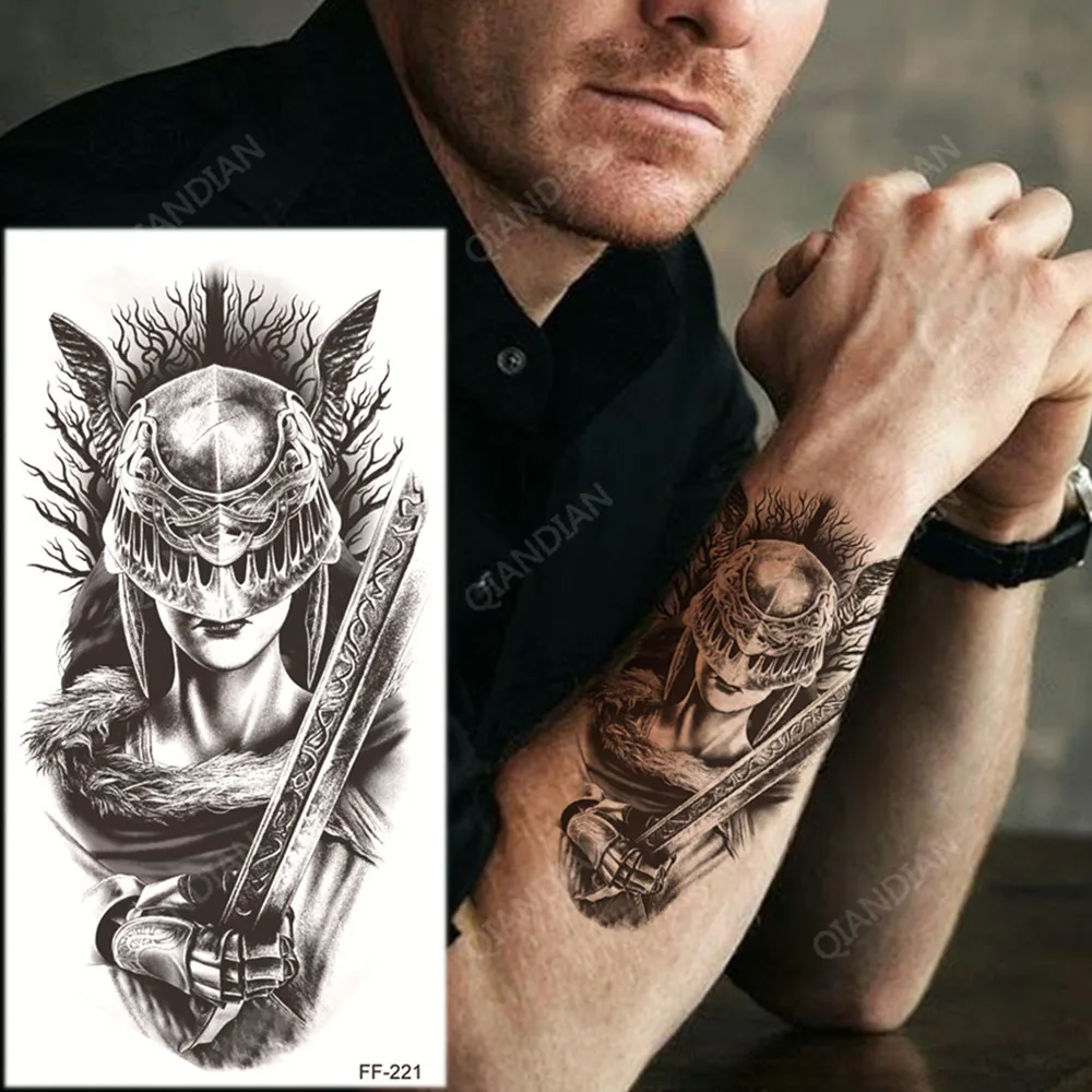 Waterproof Temporary Tattoo Sticker Man Half Arm Zeus Lion Warrior Art  Hipster Crown Forest Black Transfer Flash Cool Fake Totem - AliExpress, image size:1000x1000