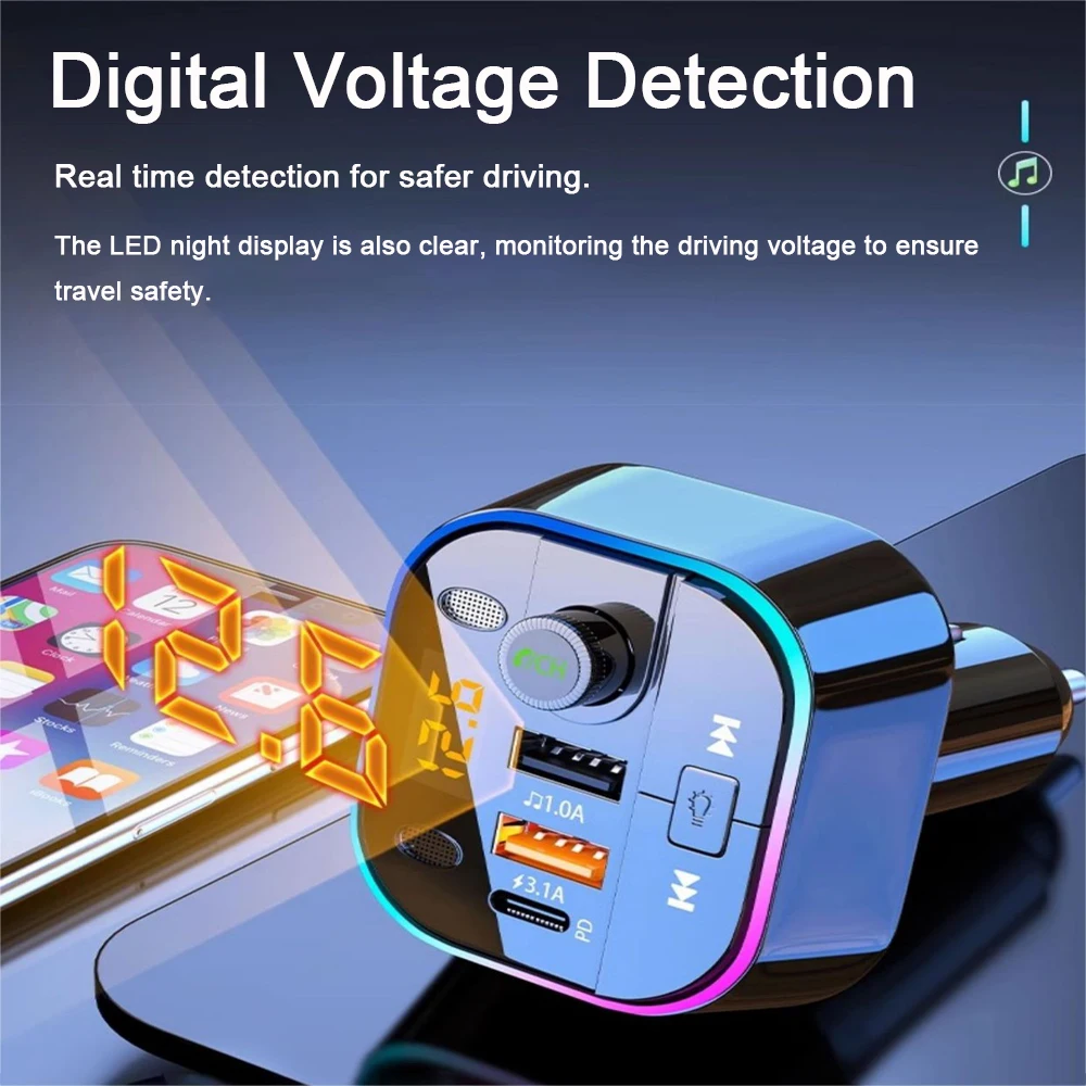 Car Mobile Phone Super Fast Charger Bluetooth Music Player