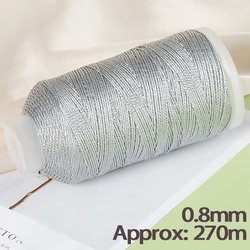 Versatile Gold & Silver Nylon Thread for Crafting and Jewelry Making (Silver 0.8mm)