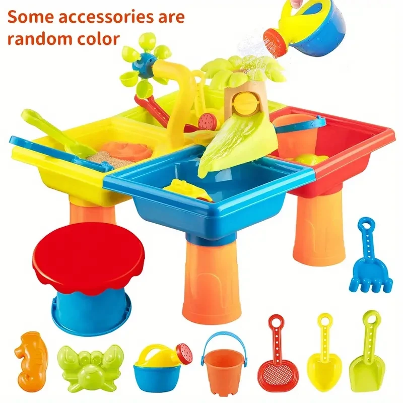 4 In 1 Colorful Kids Sand Water Table With Beach Sand Water Toys, Sensory Table Outdoor Toys Backyard Toys For Kids 6