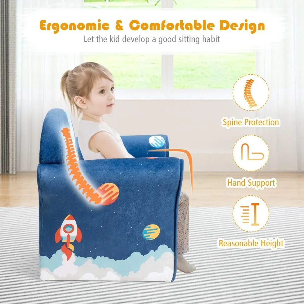 Kids Couch, Children's Sofa Armrest Chair with Pattern, Toddler Furniture w/Sturdy Wood Construction, Preschool 5