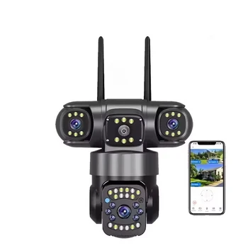 6MP Security Camera Triple Lens - Auto Tracking No Blind Spot, SD Card Separate Purchase Available, Wide Angle Remote Monitoring 1