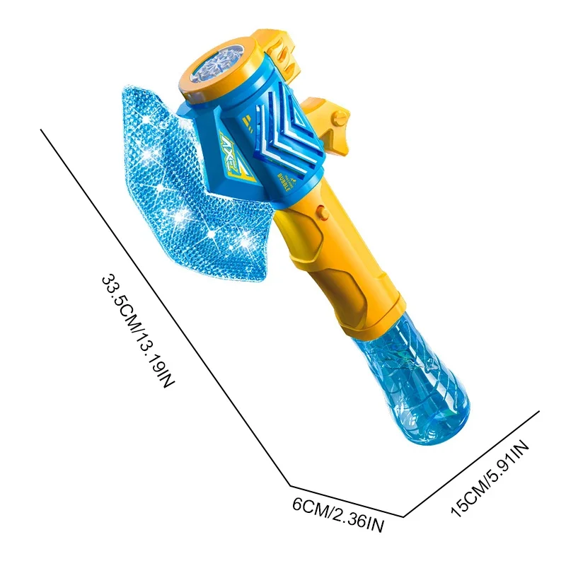 Handheld Bubble Machine Fully Automatic Axe Lighting Soap Bubble Maker Bubble Stick Blower Outdoor Party Boys Birthday Toy Gift