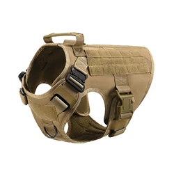 Tactical Large Dog Training Vest and Harness for Hunting and Outdoor Activities (Dark Khaki)