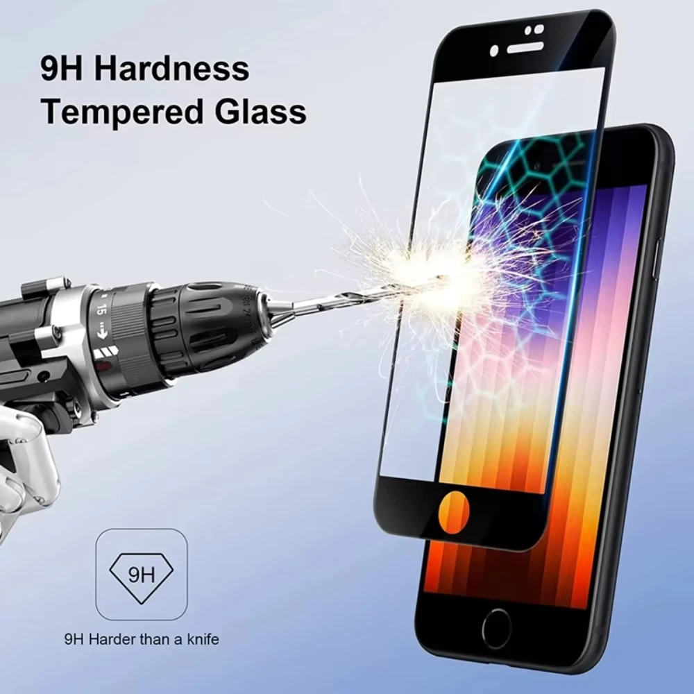 รูปสินค้า ฟิล์มกันรอย 9H HD ป้องกันทั้งหน้าจอ iPhone SE 2022 2020 7 8 Plus