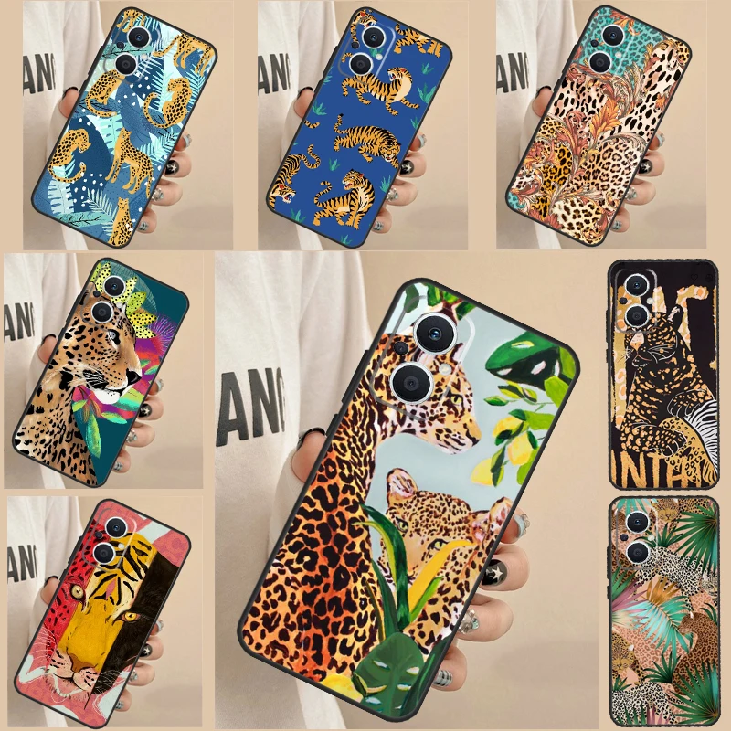 Custodia Classica Leopardata Tiger Per Oppo Reno 7 8 6 Lite 2Z 3 4 5 Z 8T Oppo Find X6 Pro X3 Lite X2 Neo X5 Pro Cover
