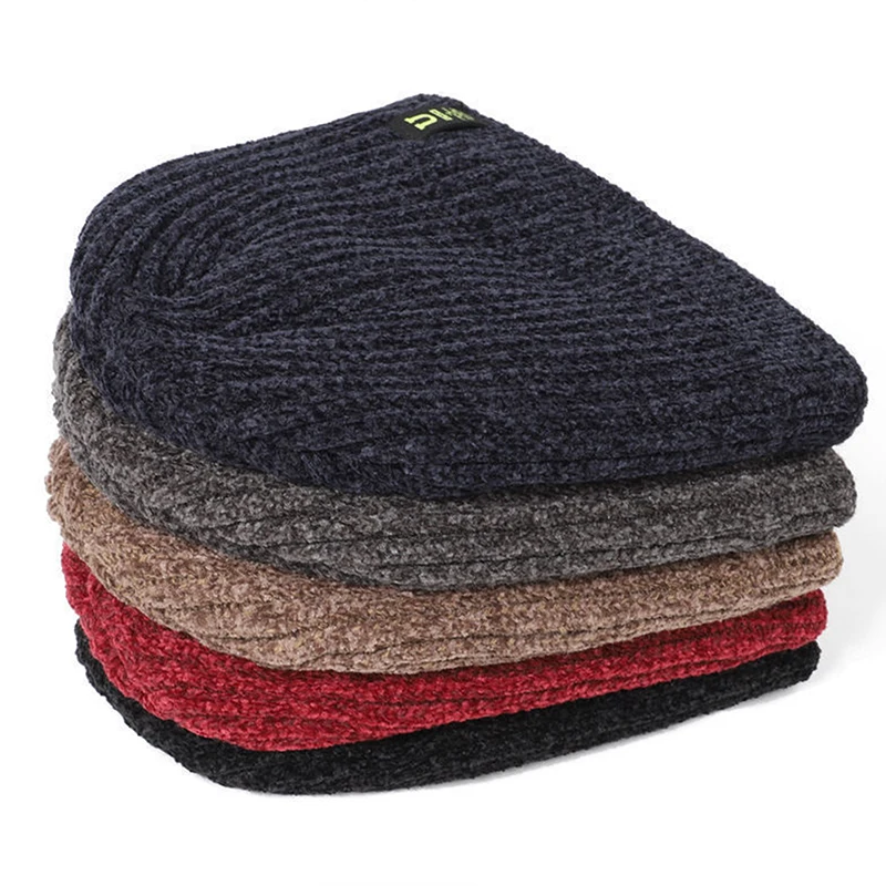 New Unisex Two-Tone Winter Hats Add Fur Lined Men And Women Fashion Warm Beanie Cap Casual Winter Knitted Hats 2