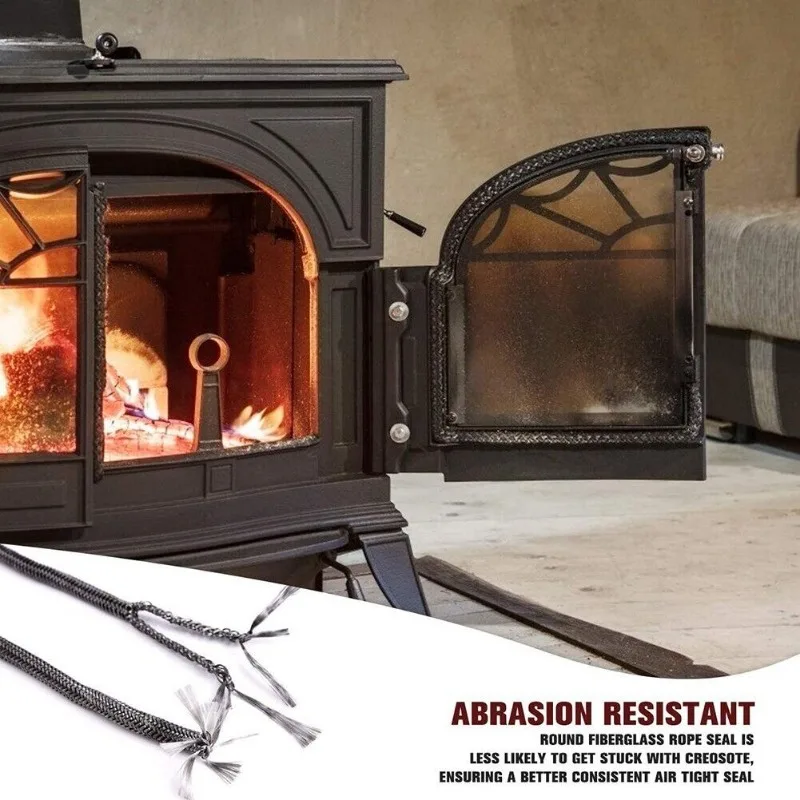 Fireplace Sealing Rope Black Gasket Cord StoveDoor Fireplace Cord 8mm/16mm/ 18mm Woodburner Black Gasket Cord Width - View #9