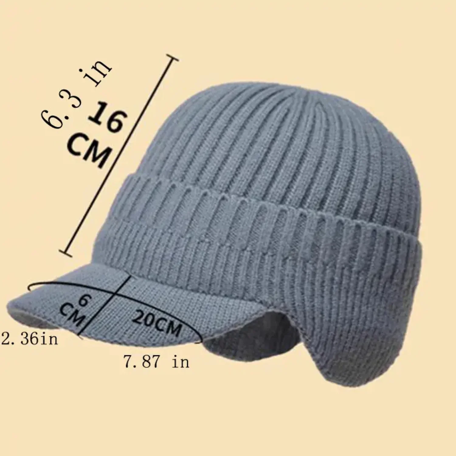 Outdoor Thickened Wool Knitted Hat Cap with Ear Protection-Windproof & Warm for Cycling and Hiking