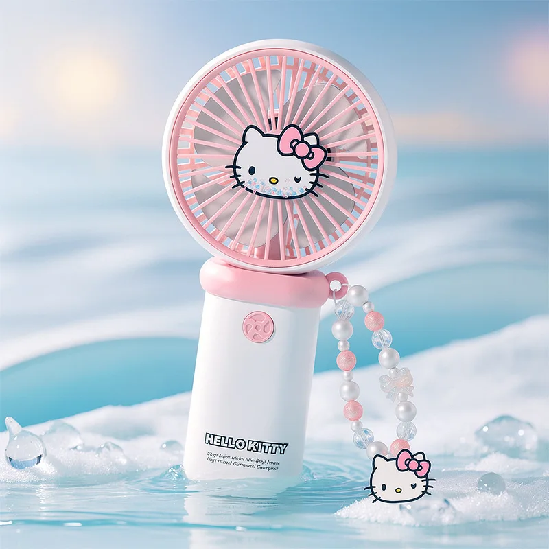 Kawaii Sanrio HelloKitty Cartoon Mini-Ventilator, USB-Aufladung, tragbarer elektrischer Handventilator, niedlicher Desktop-Kühlventilator für Büro, Zuhause, Arbeitszimmer