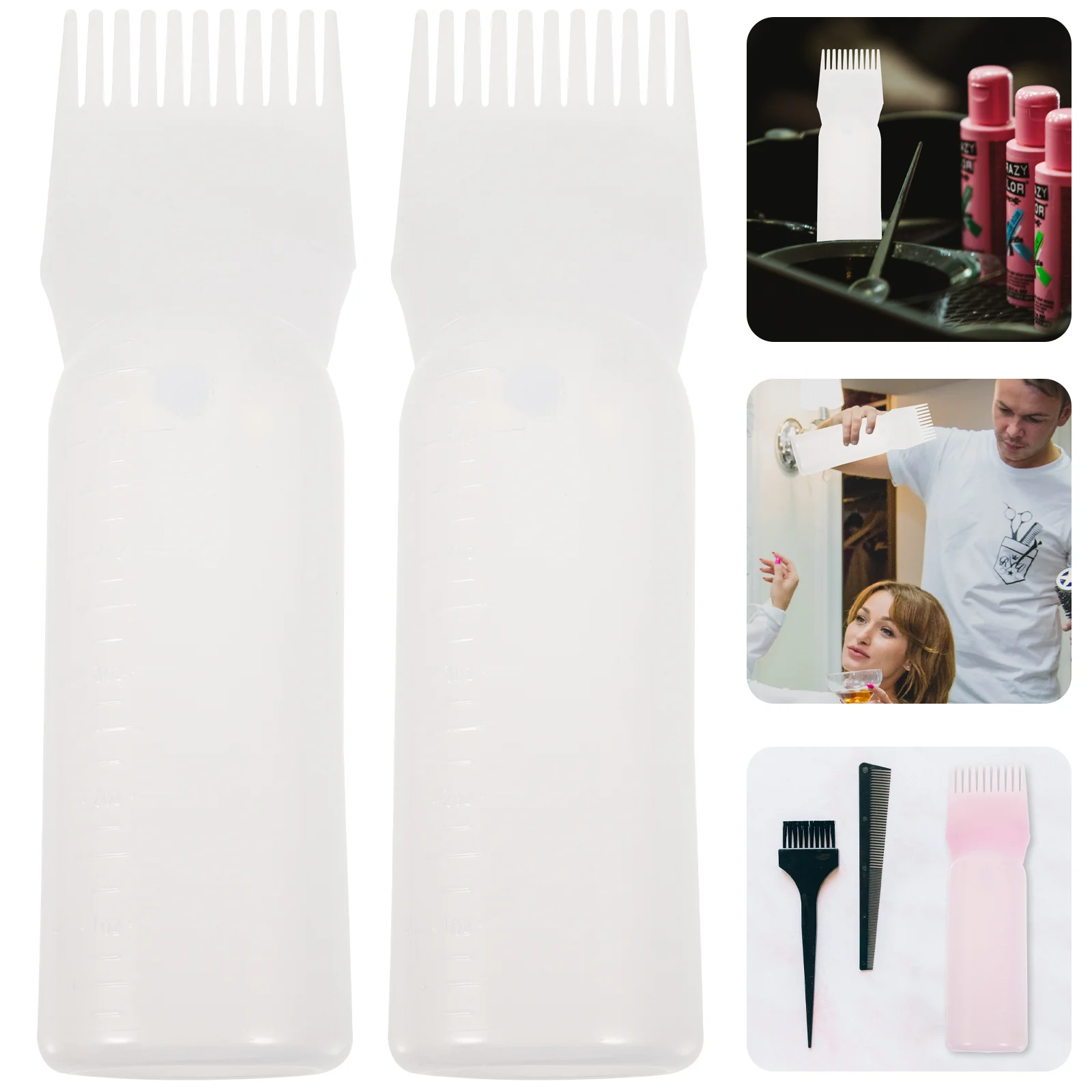 

3 Pcs with Scale Hair Hair Bottles Bottle Combs Root Applicator Plastic Hairdressing