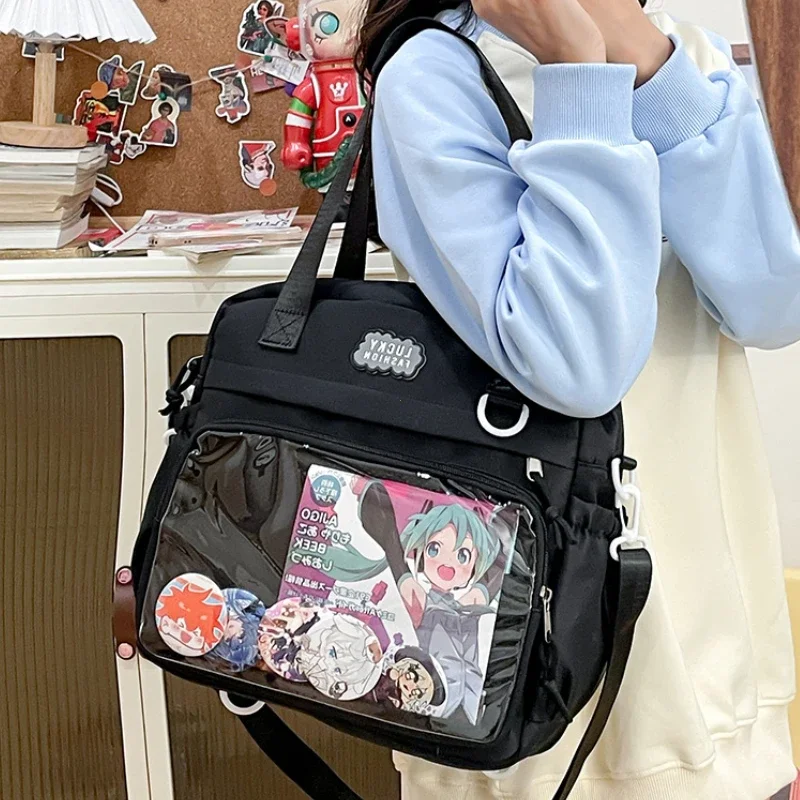 Y2K Japanese Preppy Style Shoulder Crossbody Bag New Nylon School Bags for Teenage Girls Transparent Itabag Backpacks Ita Bag