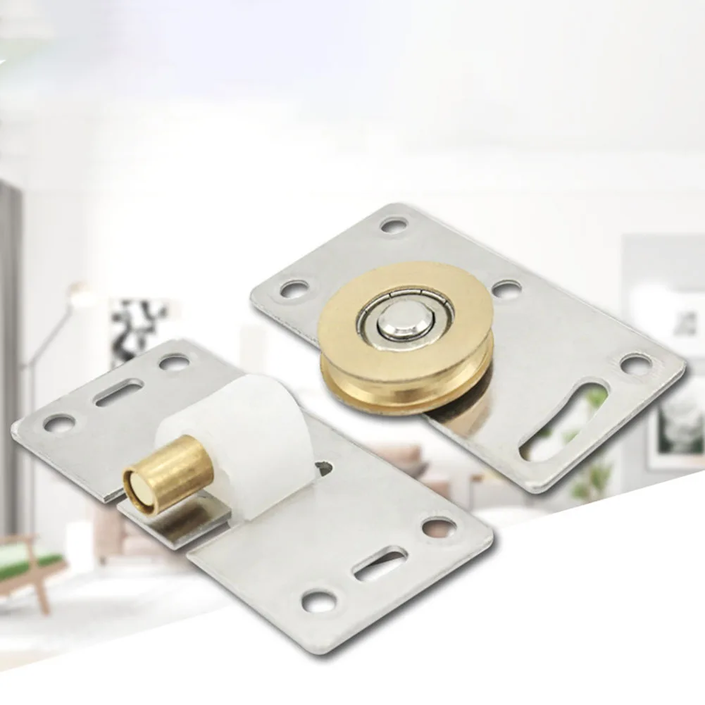 1pc Sliding Door Wheels Pulley Rollers 74x37mm Stainless Steel Furniture Hardware Wardrobe Sliding Door Adjustable Wheels