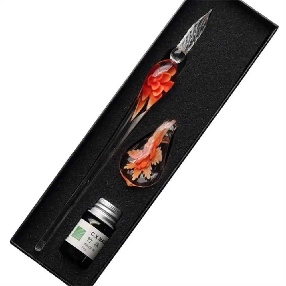 Elegant Floral Glass Dip Pen for Calligraphy and Writing Craftsmanship