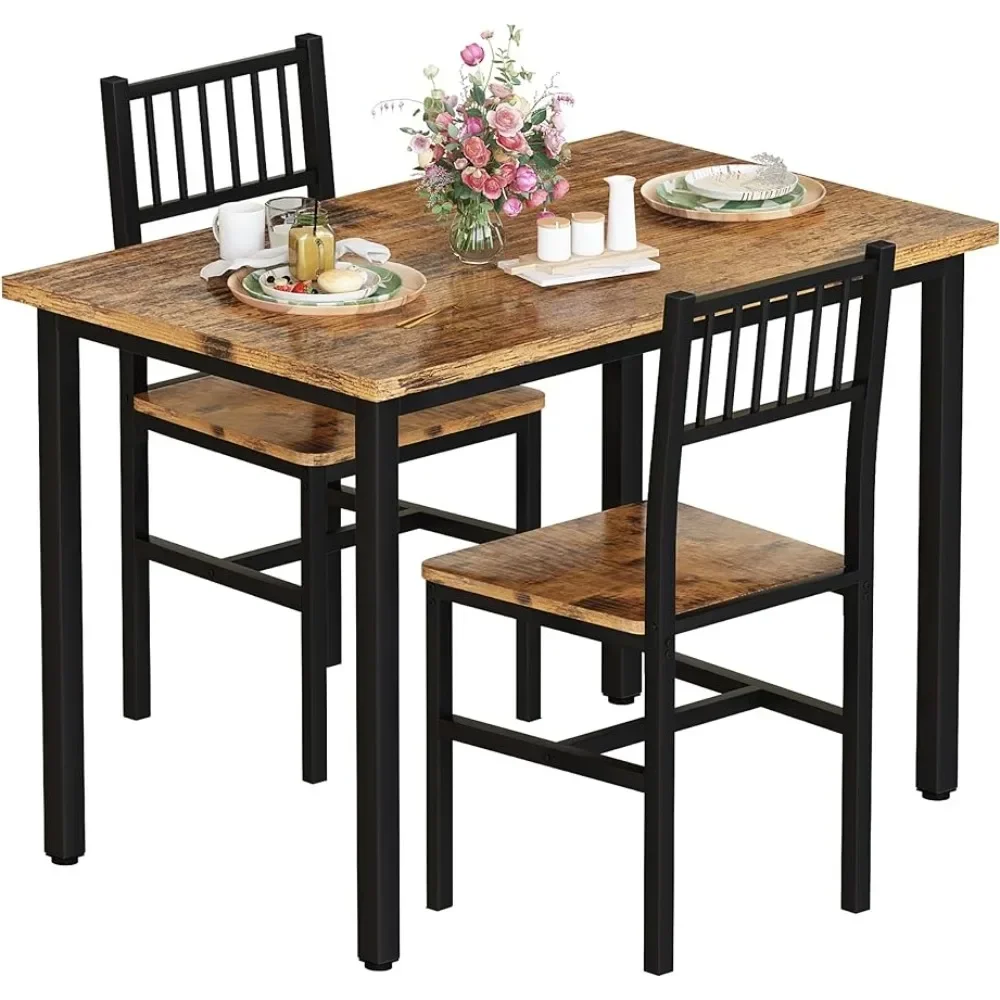 

Breakfast Table Set Dining Room Set Home Furniture Small Industrial Kitchen Table and 2 Chairs Rooms and Sofas Furniture Offers