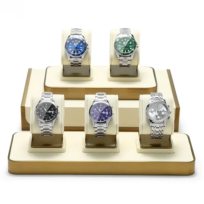 Beige-microfiber-metal-watch-display-props-high-end-watch-display-rack ...