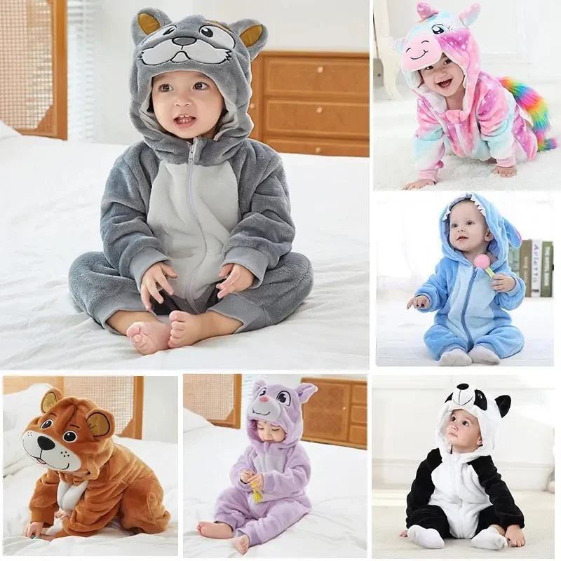 

Cute Cartoon Flannel Baby Rompers Stitch Bear Panda Pajamas Cotton Baby Boy Girls Animal Costumes Baby Jumpsuit Kigurumi Onesies