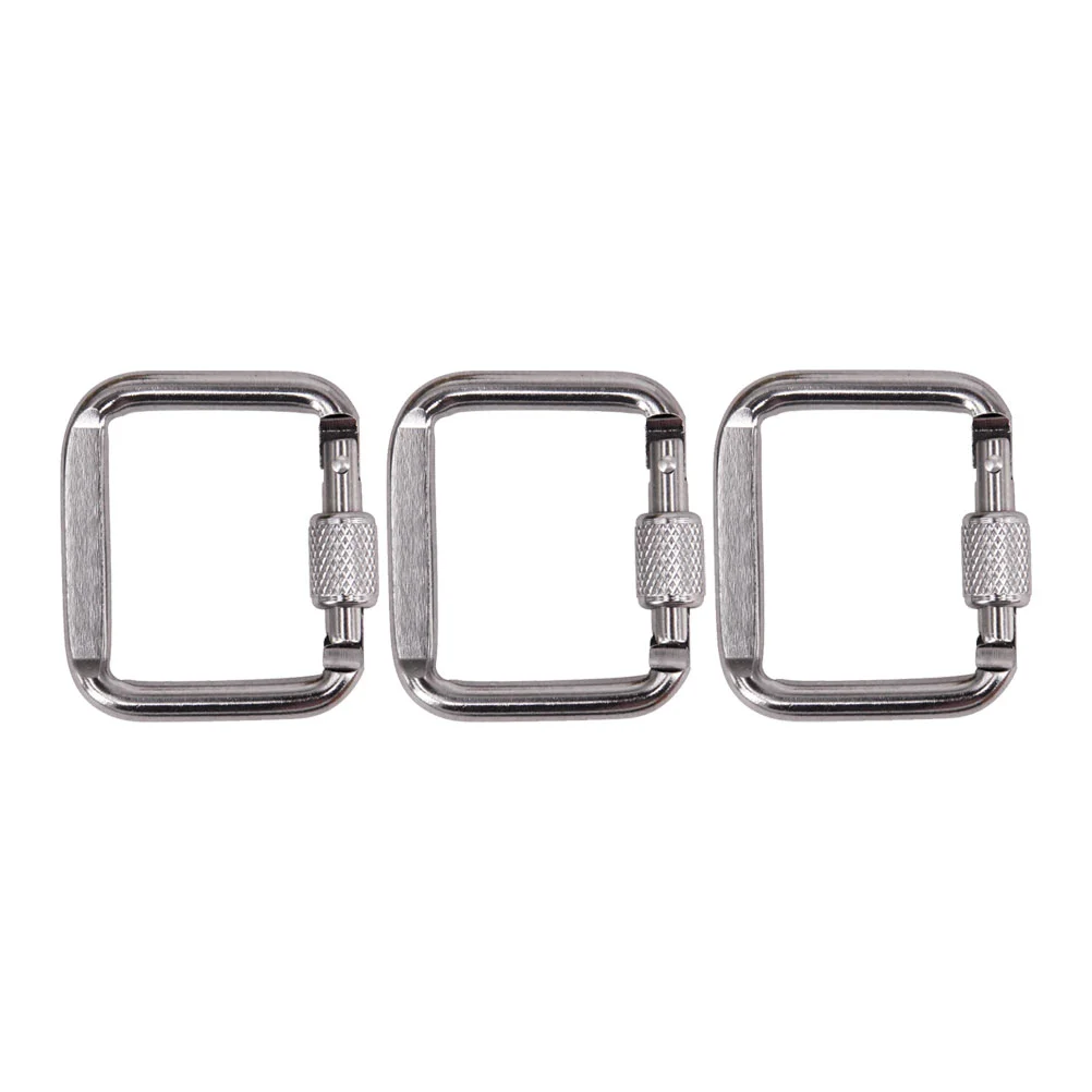 

3 PCS Camping Button Durable Keychains Square Buckle Ring Carabiners Fob Climbing Mouth-shaped Outdoor Toy