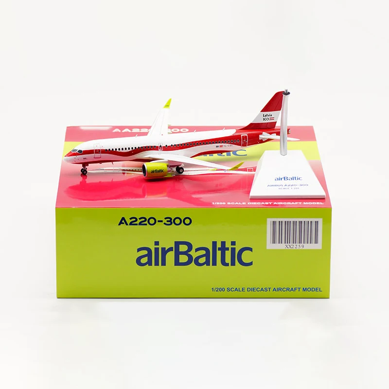 

1:200 Scale A220 YL-CSL AirBaltic Airlines Plane Aircraft Diecast Alloy Model with Base Landing Gear Collection Toys Gifts Toys