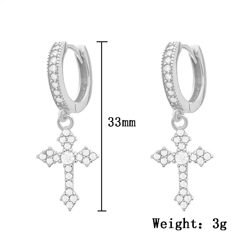 Classic Cross Point-Drill Crystal Replaceable Earrings Women Men Hiphop Party Jewelry Gifts