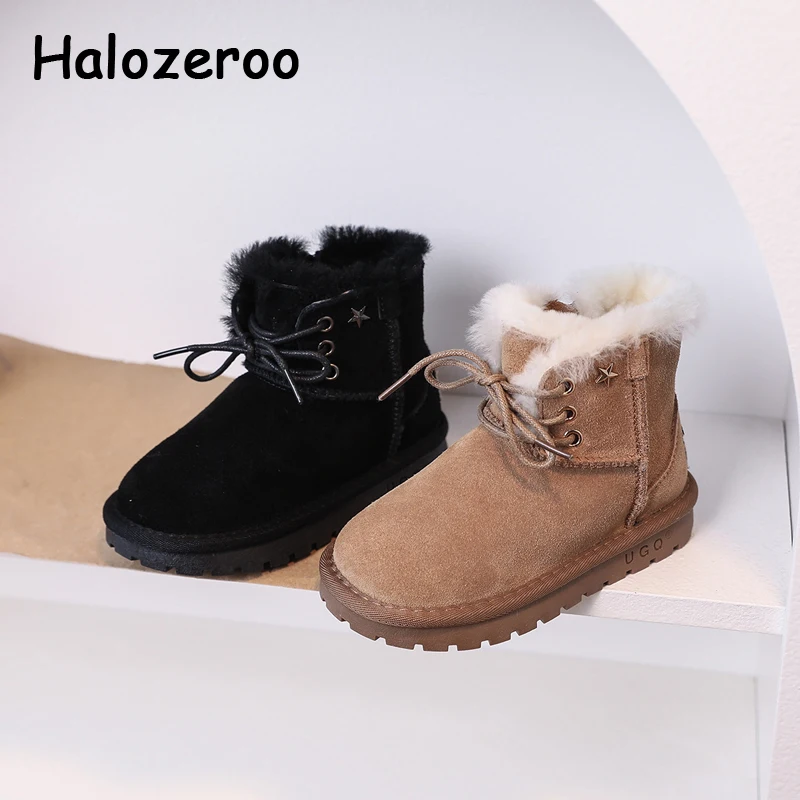 

Winter New Kids Snow Boots Baby Girls Black Brand Shoes Toddler Warm Fashion Boots Children Flock Ankle Shoes Boys Star Shoes