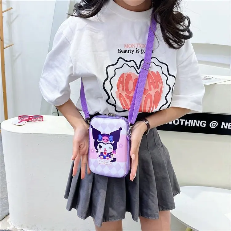 

Sanrio Kuromi diagonal female bag hard shell bag fashion small bag girl coin purse street trendy bag girl mobile phone bag Y2K