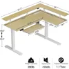 L Shaped Standing Desk with LED Light and Power Outlet, Dual Motor Height Adjustable Electric Standing Desk with Monitor Stand 3