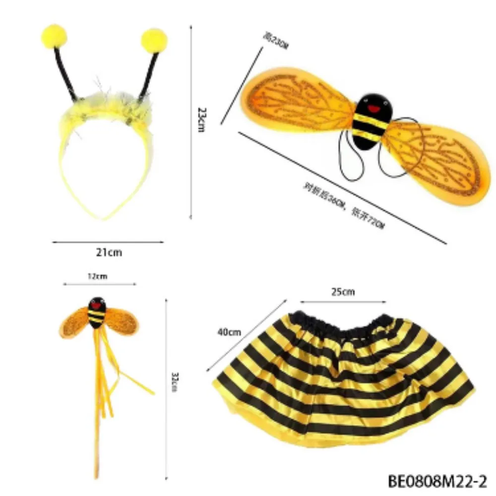 Adult Cute Little Bee Dress Up Bee Ladybug Suit Stripe Short Skirt Wings Cane