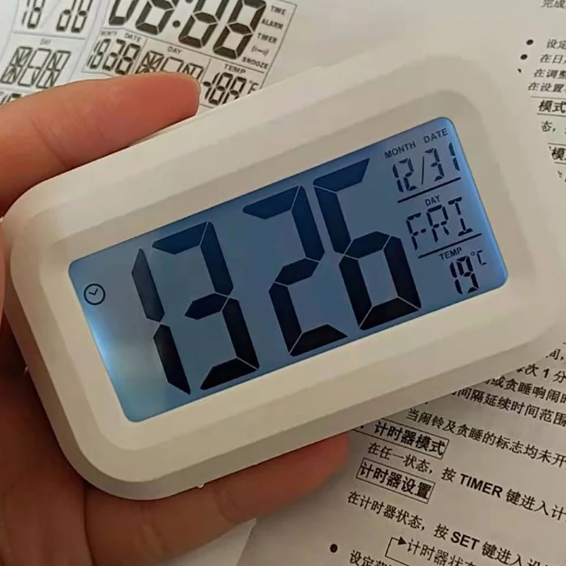 LED 디지털 야간 발광 알람 시계, 홈 오피스용 전자 알람, 백라이트 스누즈 달력 시계, 온도 전자 시계