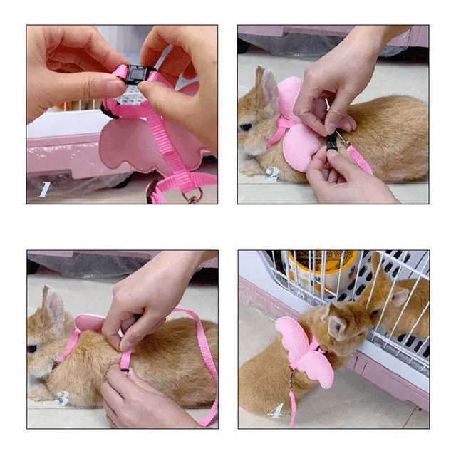 Cute Angel Wing Pet Rabbit Harness and Leash for Cats Rabbits Personalized Rabbit Harnesses Bunny Accessories Hamster Clothes 5