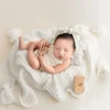Knitted Baby Blanket with Tassels Newborn Photography Props Knit Throw Fringe Soft Blanket for Baby Accessories Newborn Backdrop 2