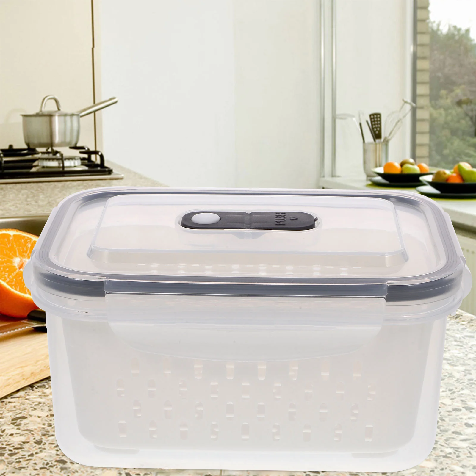 

3 Pcs Portable Crisper Fruit Box Salad Container For Fridge Double Layer White Boxes Containers Plastic Food Storage Clear