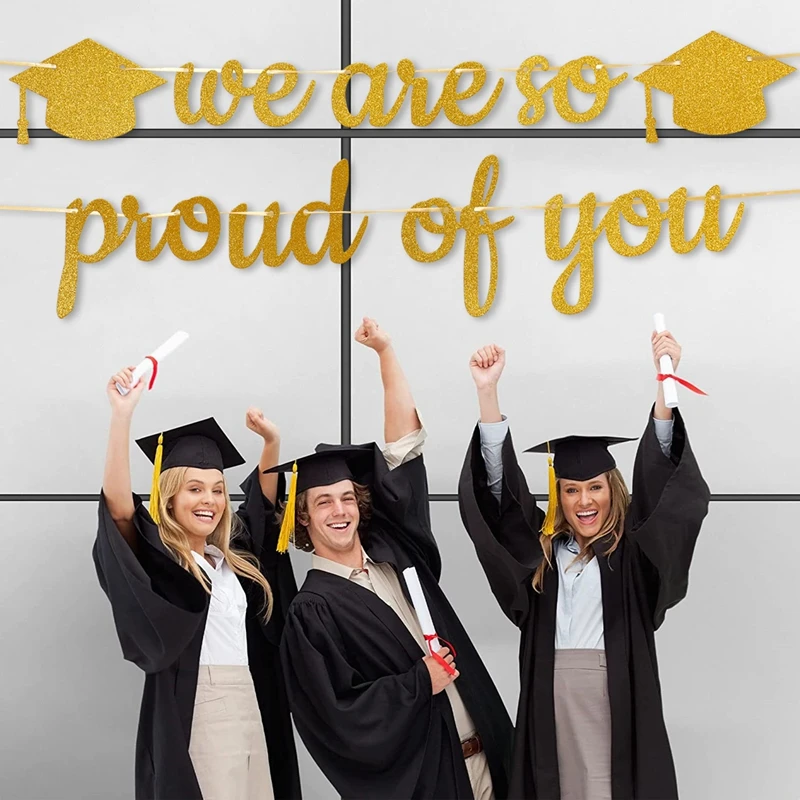 Description Picture 2 of item2025 Graduation Banners Party Decoration Black Glitter We are So Proud of You Graduation Banners Garland for Graduation Supplies