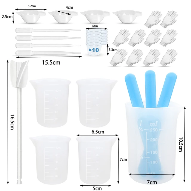 epoxy measuring cups Measurement Scale Cups 2x Cup with Scale Non- Stick  Resin