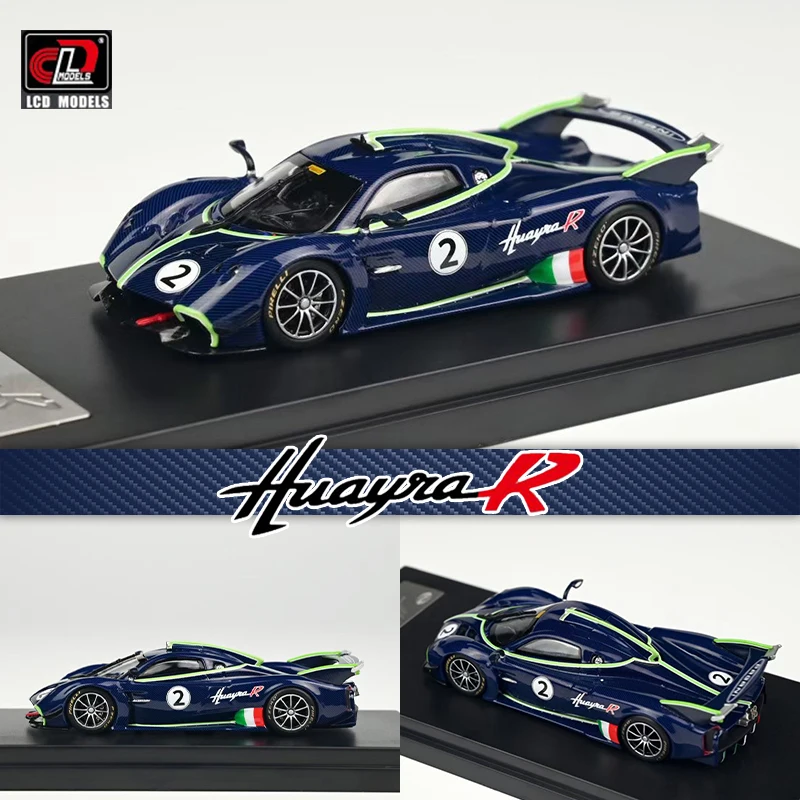Lcd In Magazzino 1:64 Huayra R Blue Carbon Fiber Diecast Diorama Super Car Model Collection Miniature Carros Toys