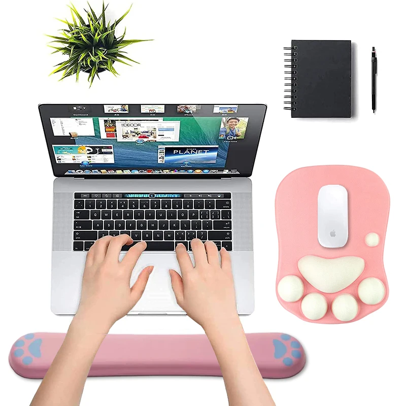 3D Cat Paw Ergonomic Mouse Pad & Wrist Rest Set